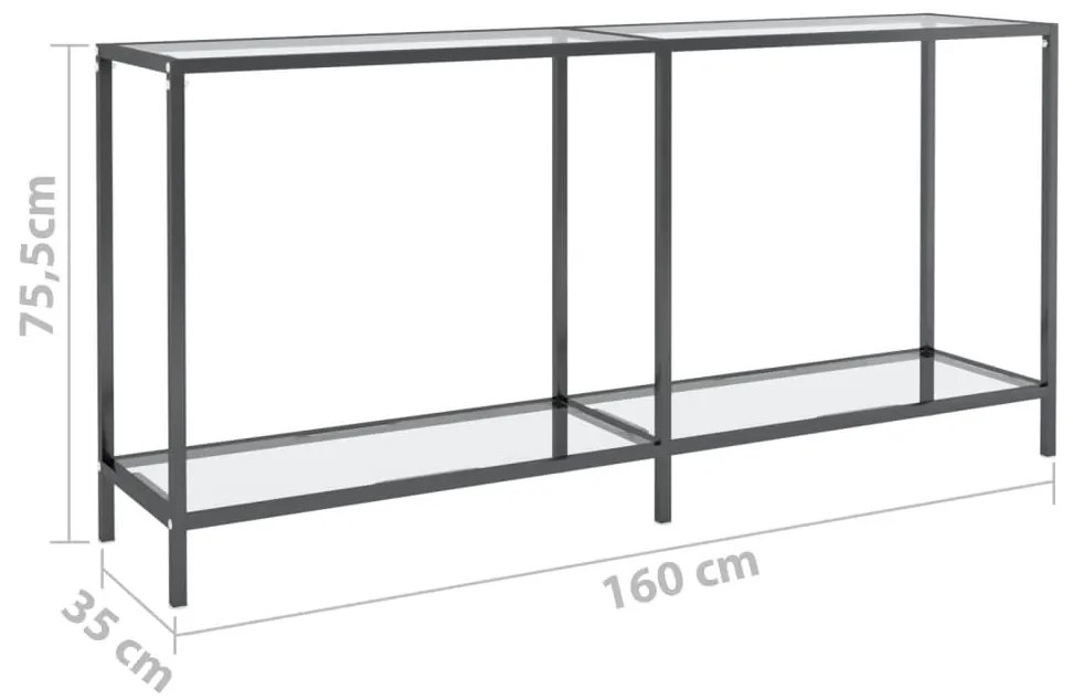 Mesa consola transparente 160x35x75,5 cm vidro temperado