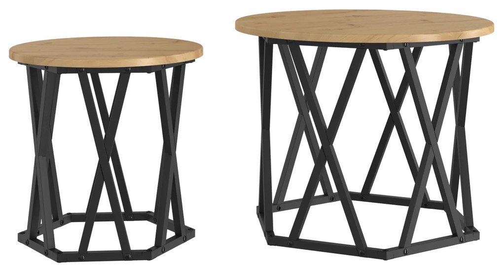 Mesas Laterais Empilháveis vidaXL 2 pcs Carvalho Artesanal Madeira Eng