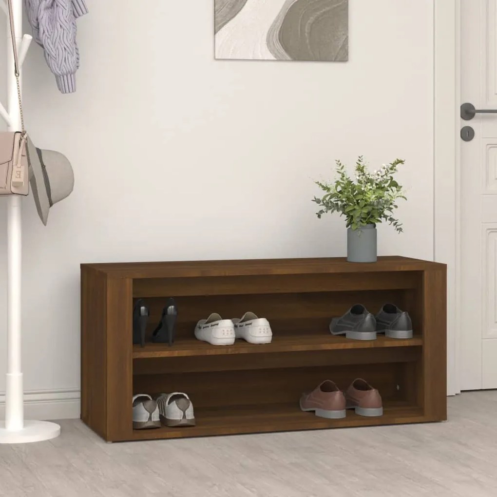 816911 vidaXL Sapateira 100x35x45 cm derivados de madeira carvalho castanho