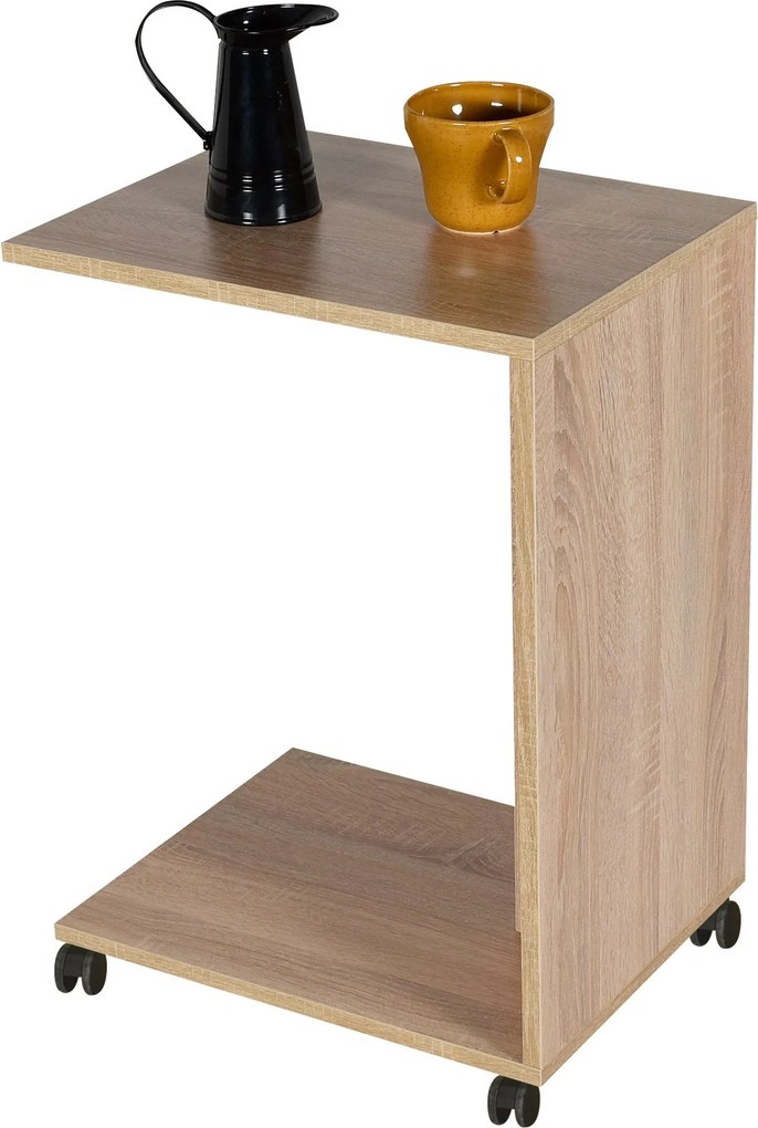 Mesa de Apoio "Volare" - Carvalho Sonoma - 35x65x45cm - Design Moderno
