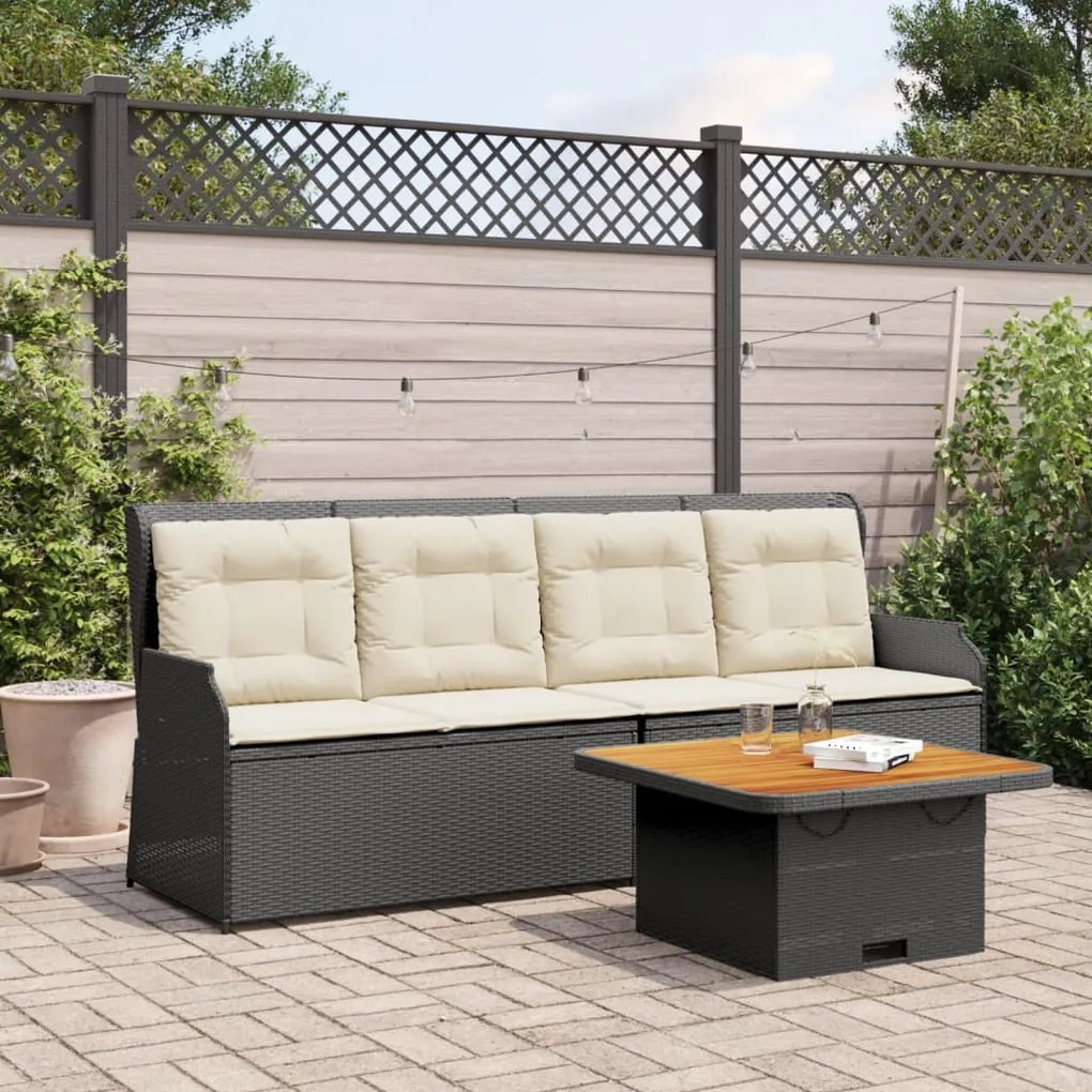 vidaXL 3 pcs conjunto lounge de jardim c/ almofadões vime PE preto
