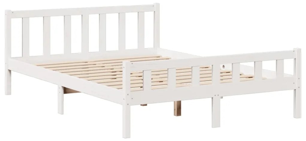 Cama com estante sem colchão 160x200 cm pinho maciço branco