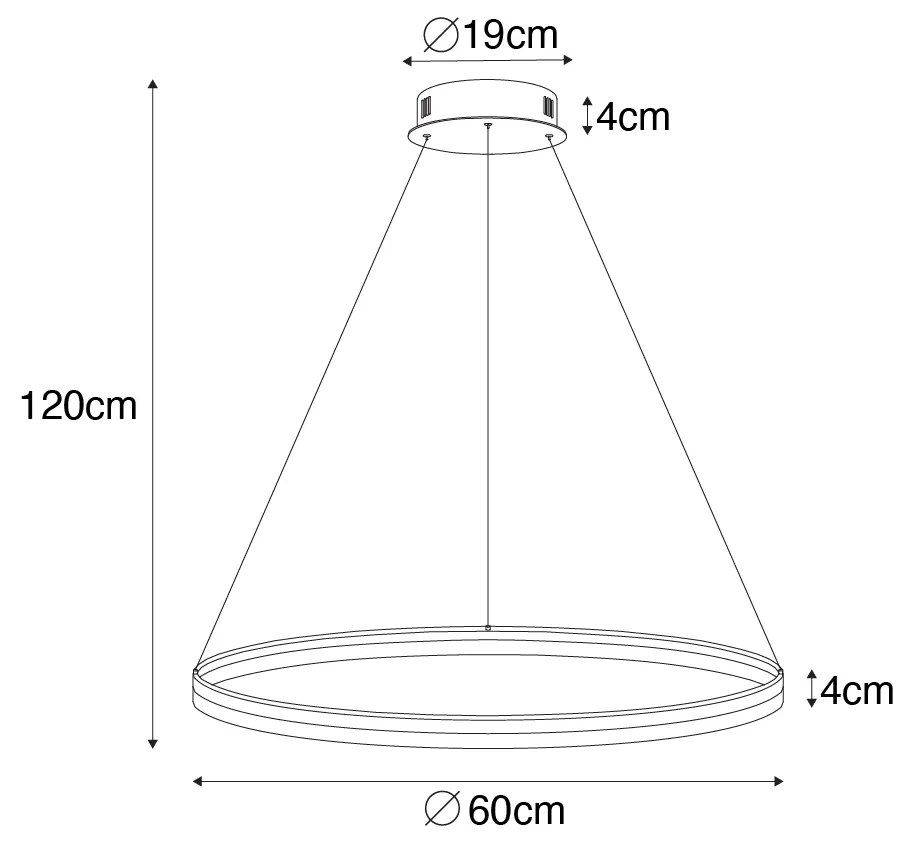 Candeeiro de suspensão bronze escuro 60 cm com LED regulável em 3 etapas - Anello Moderno