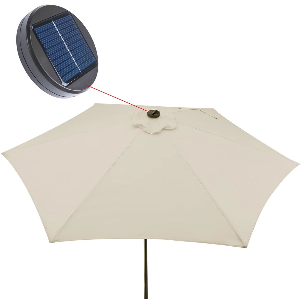 Guarda-sol solar LED Miami alumínio Ø270 cm proteção UV 80+ bege
