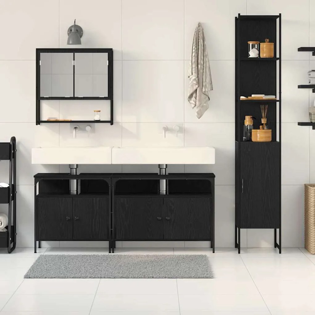 Conjunto de móveis de banheiro - 4 peças - em carvalho preto, feito de