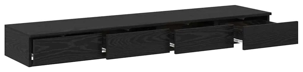 Gavetas pretas para cama VidaXL 140x36,5x16,5 cm em madeira de engenha