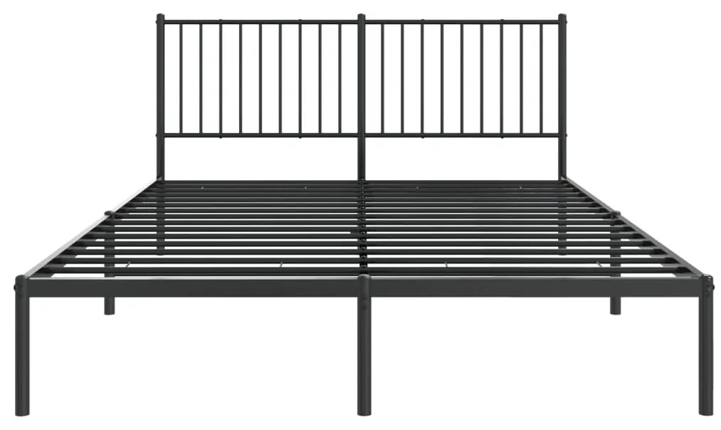 Estrutura de cama em metal com cabeceira 150x200 cm preto