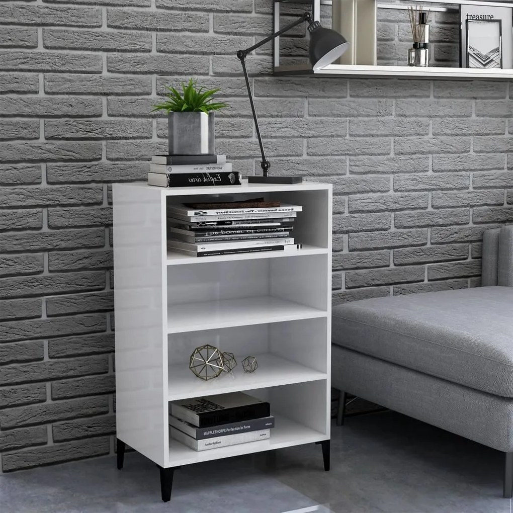 vidaXL Aparador 57x35x90 cm derivados de madeira branco brilhante