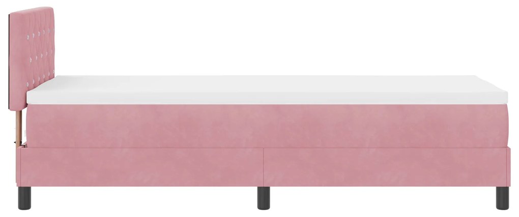 Cama Box Spring vidaXL com Colchão Rosa 80x200 cm Veludo