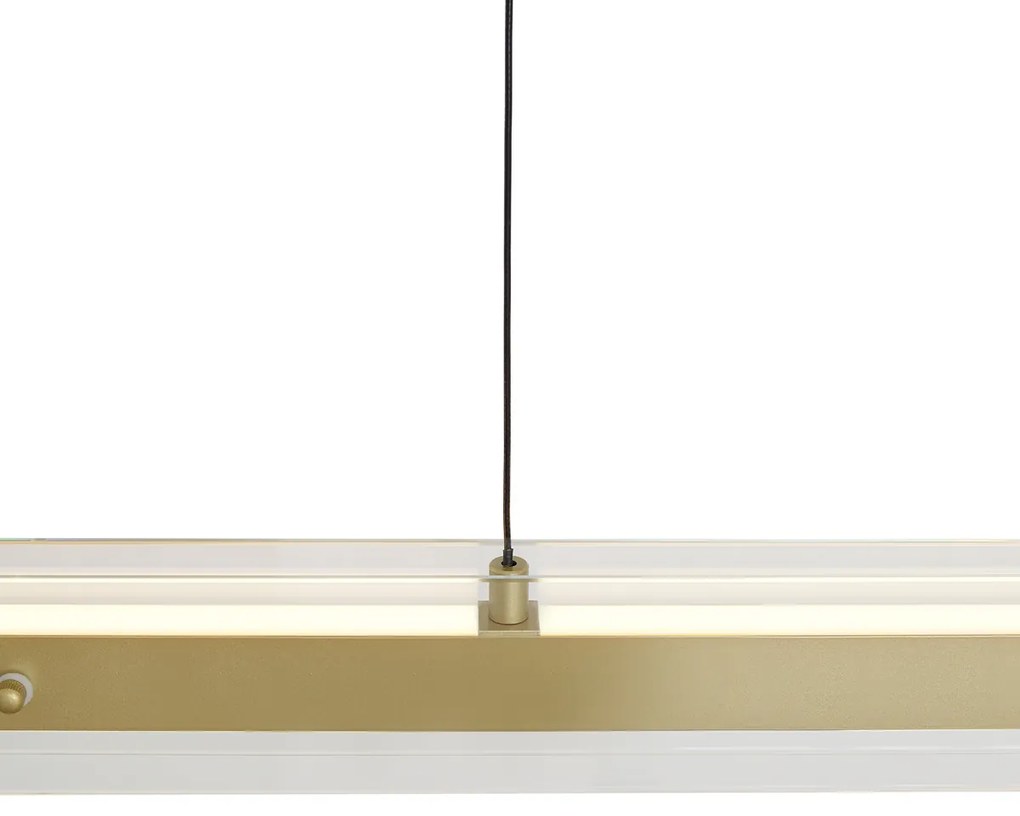 Candeeiro suspenso moderno latão com vidro transparente incluindo LED Easylift - Catch