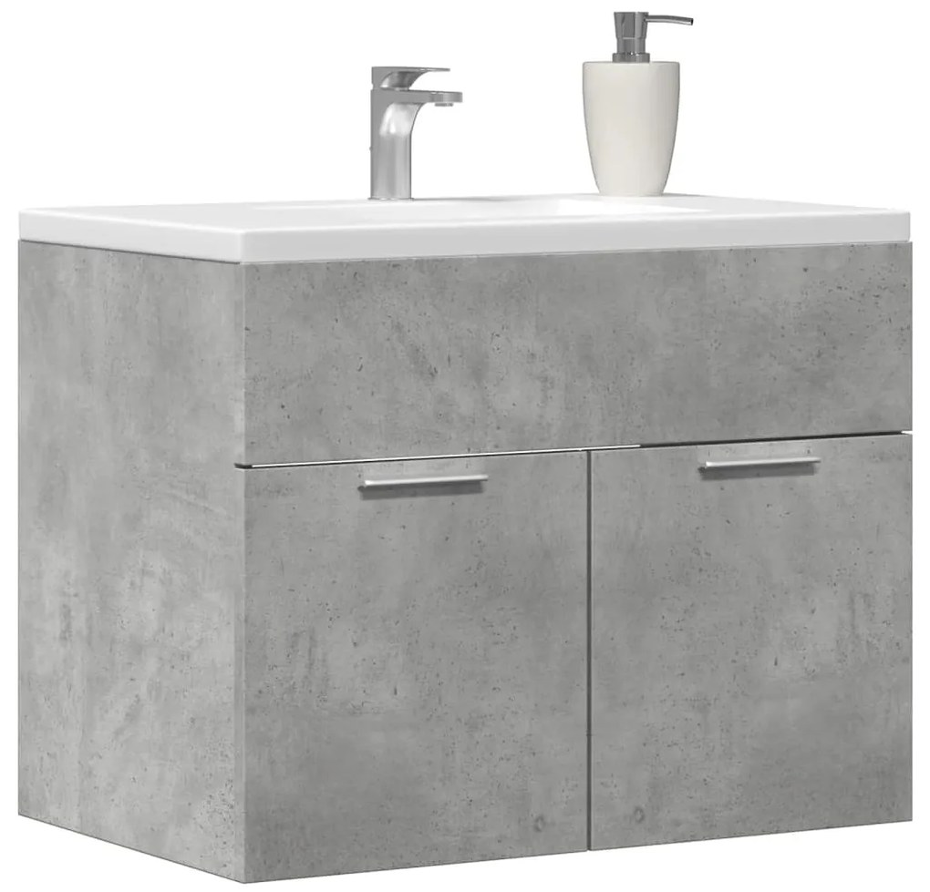 vidaXL Armário lavatório 60x38,5x46 cm contraplacado cinzento cimento