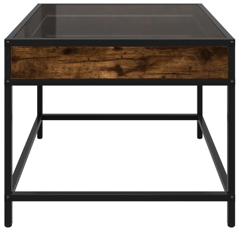 Mesa de centro luzes LED Infinity 50x50x41 cm carvalho fumado