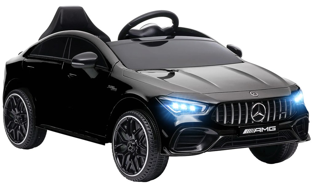 AIYAPLAY Carro Elétrico para Crianças Carro Mercedes AMG CLA 45 com Bateria 12V  Faróis LED Buzina e Música 110x61x45 cm Preto | Aosom Portugal