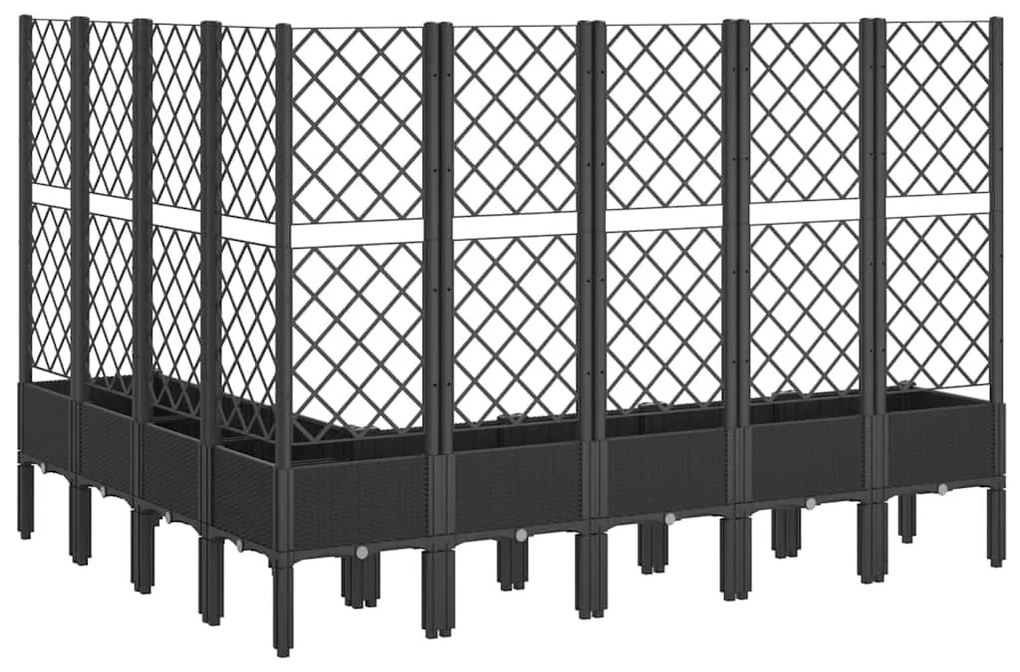 Vaso/floreira de jardim c/ treliça 200x160x142 cm PP preto
