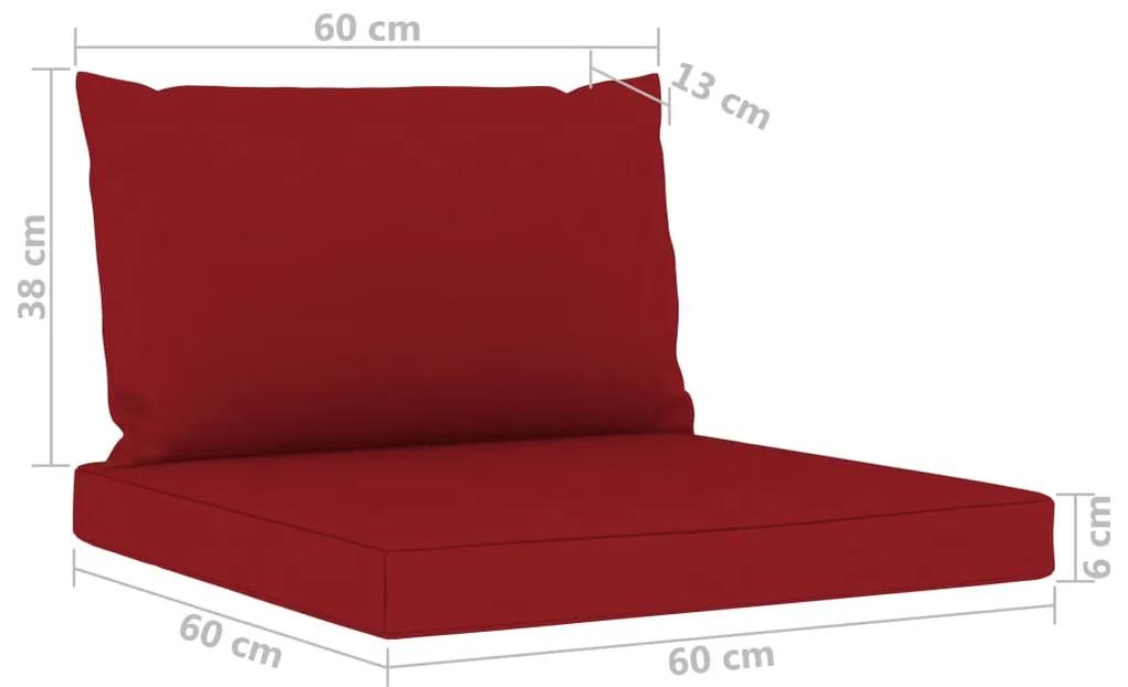 Sofá de jardim com 4 lugares almofadões vermelho tinto