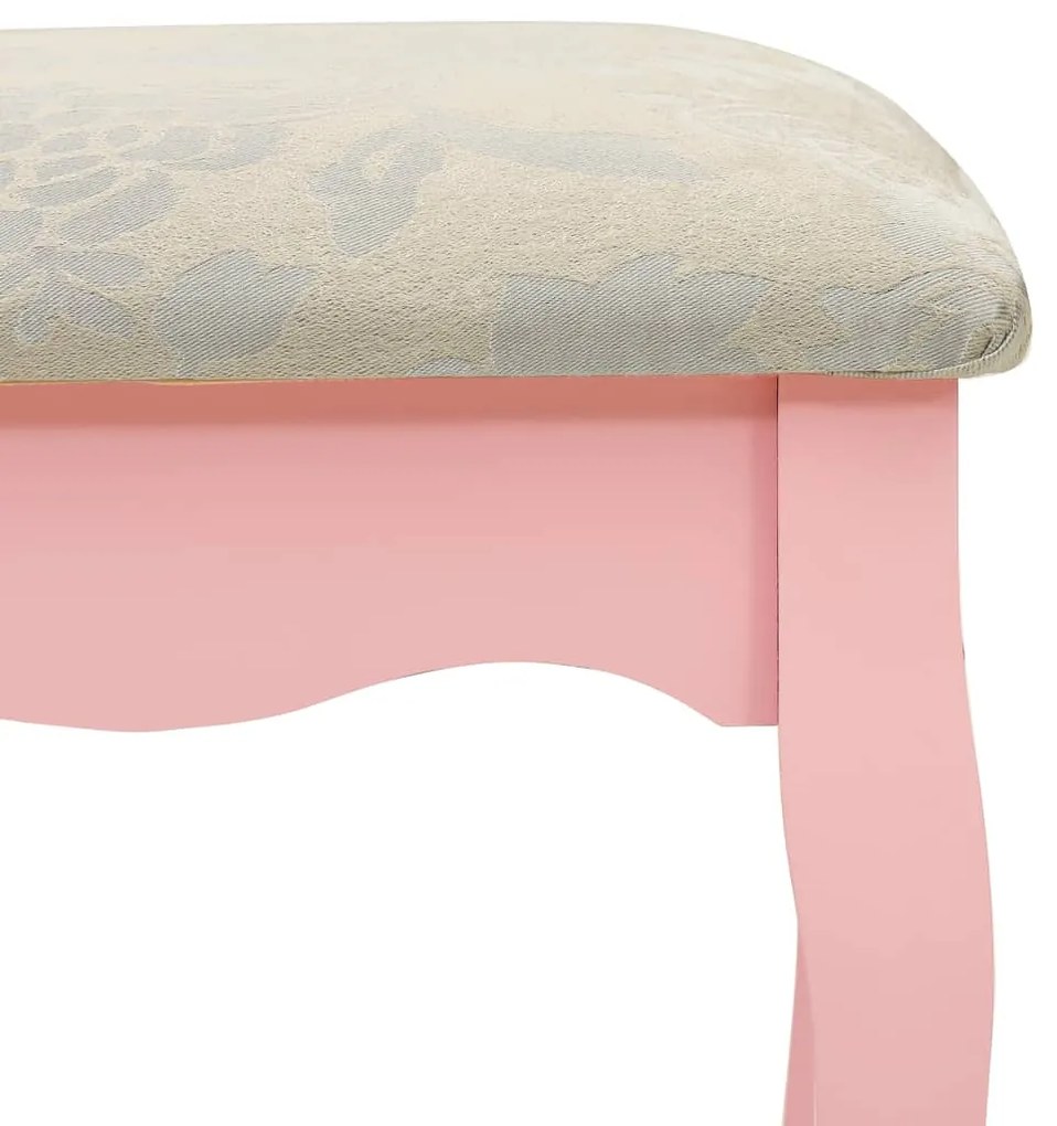 Conjunto toucador c/ banco 100x40x146cm madeira paulownia rosa