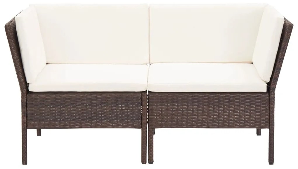 8 pcs conjunto lounge jardim c/ almofadões vime PE castanho