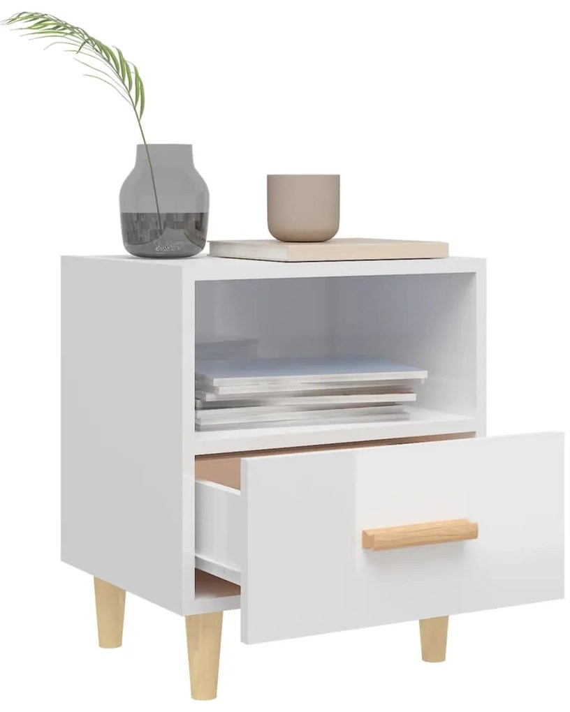 Mesas de cabeceira 2 pcs 40x35x47 cm branco brilhante