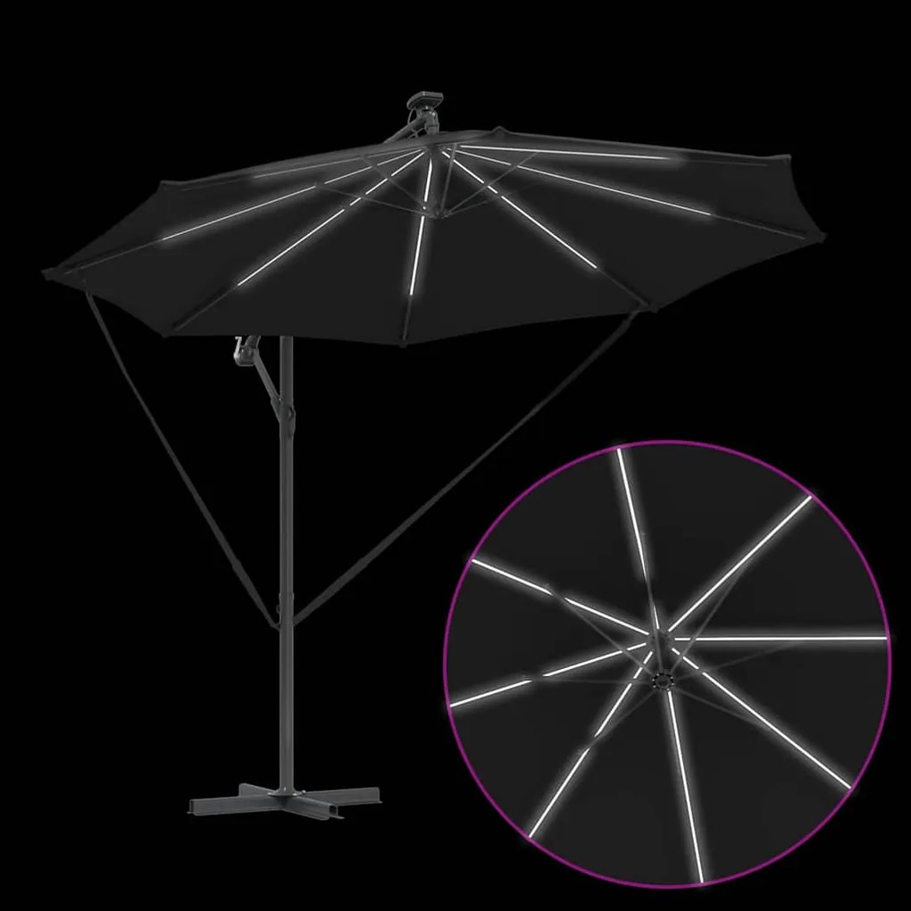 Guarda-sol de Bananeira Cantilever Preto 294 x 294 x 248 cm