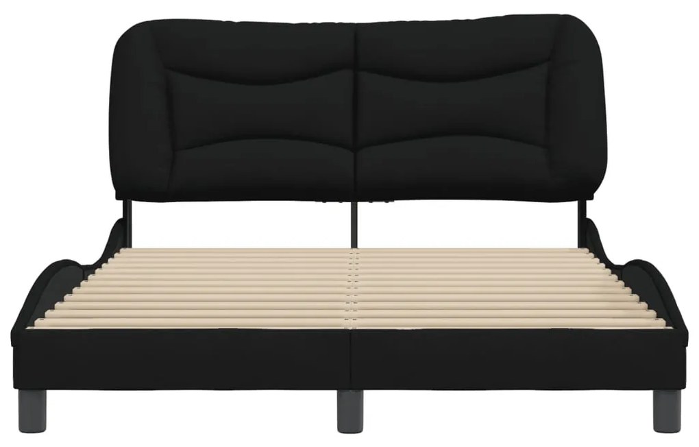 Estrutura de cama sem colchão 140x190 cm tecido preto