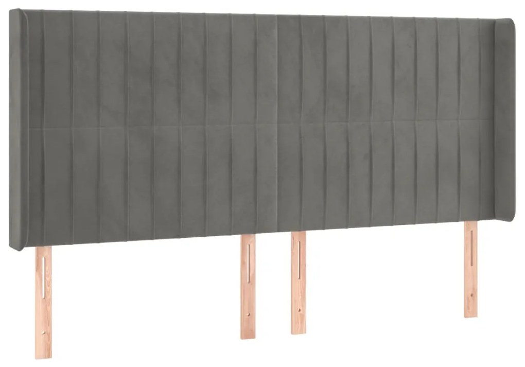 Cabeceira cama c/ luzes LED veludo 183x16x118/128cm cinza-claro