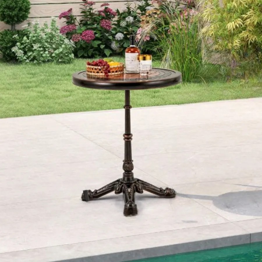 Mesa de jardim em alumínio fundido 60,5 x 60,5 x 73 cm