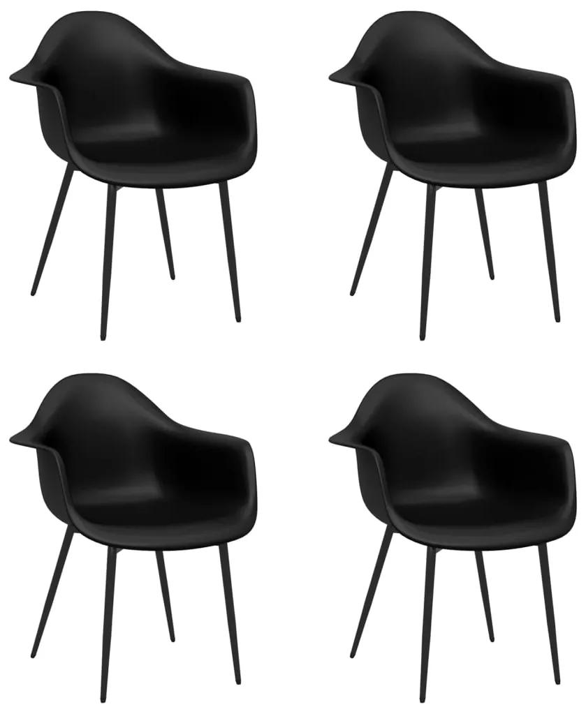 Cadeiras de jantar 4 pcs PP preto