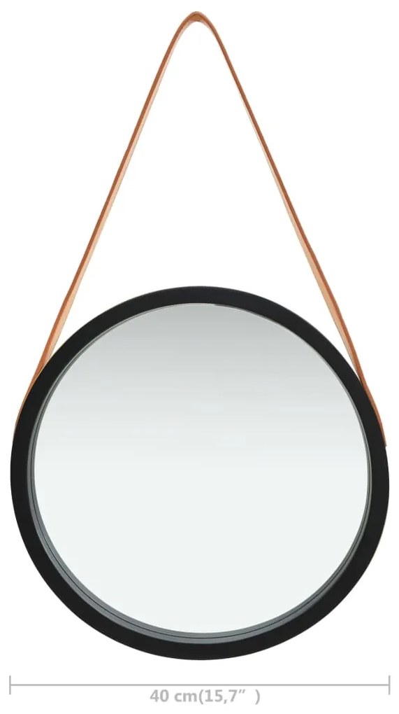 Espelho de parede com alça 40 cm preto