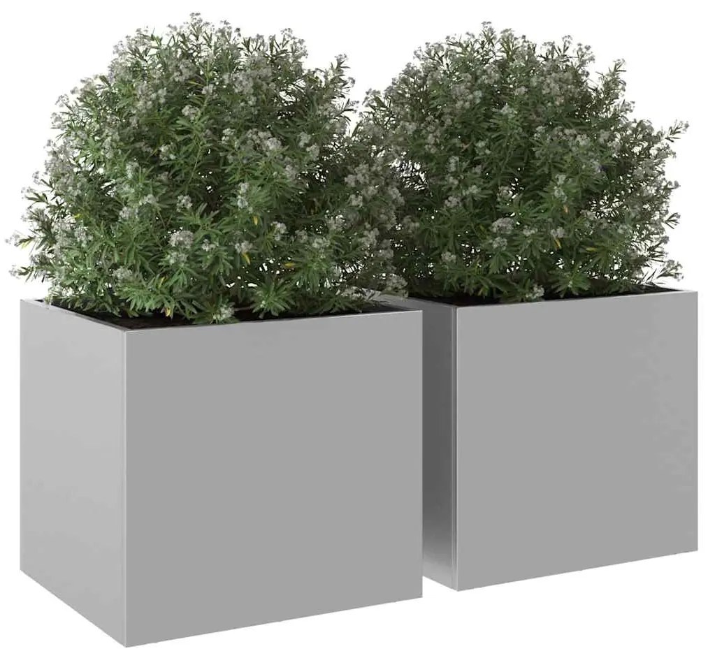 Vasos/floreiras 2 pcs 32x30x29 cm aço galvanizado prateado