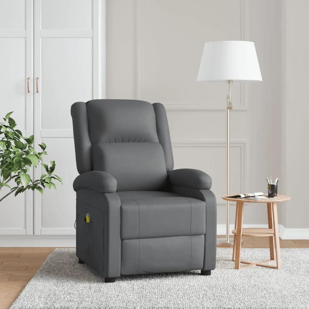 Cadeira de massagens reclinável em couro artificial antracite