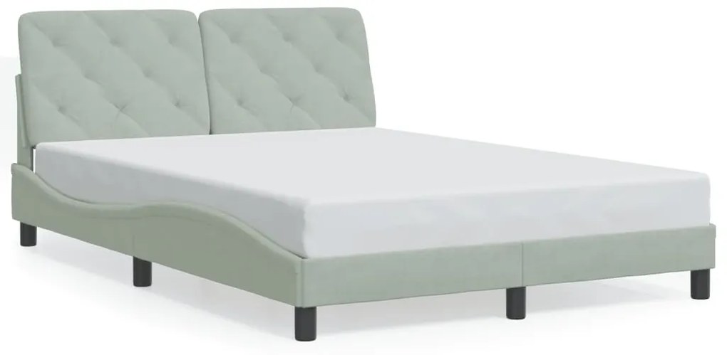 Estrutura de cama c/ luzes LED 140x190 cm veludo cinzento-claro