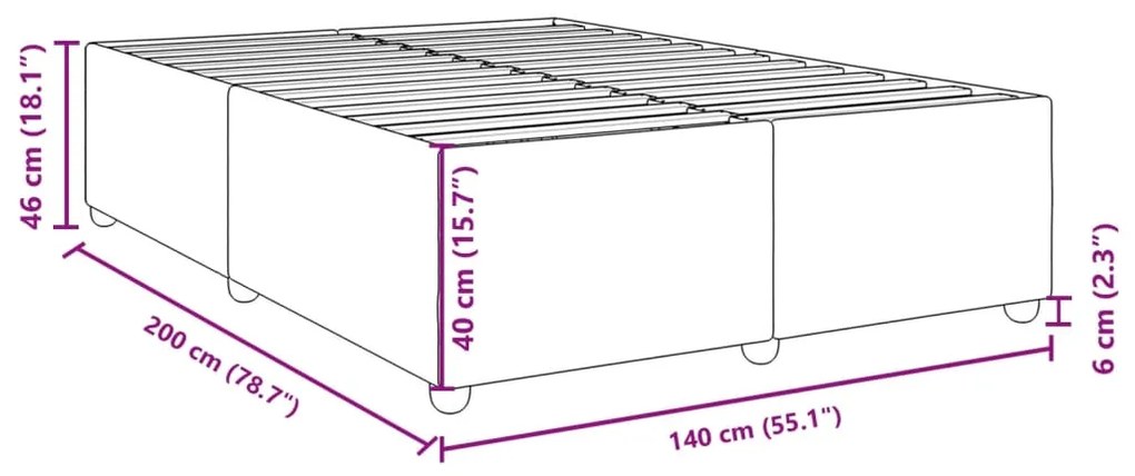 Estrutura de cama sem colchão 140x200 cm tecido castanho-escuro