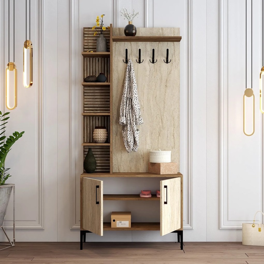 Hall Stand Viyana D – Nogueira Travertino – 90x200x35 cm