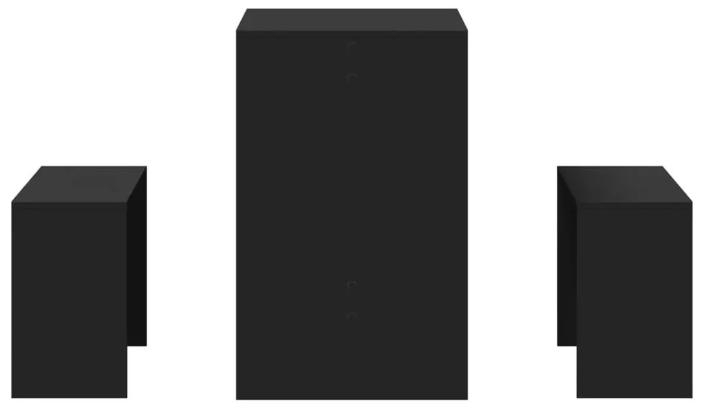 3 pcs conj. mesa de jantar e banco derivados de madeira preto