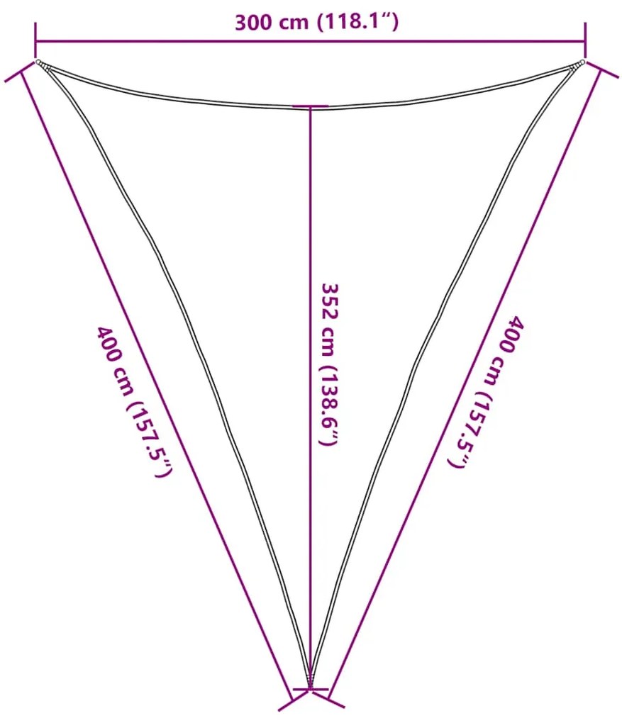 Para-sol estilo vela triangular 160 g/m² 3x4x4 m PEAD areia