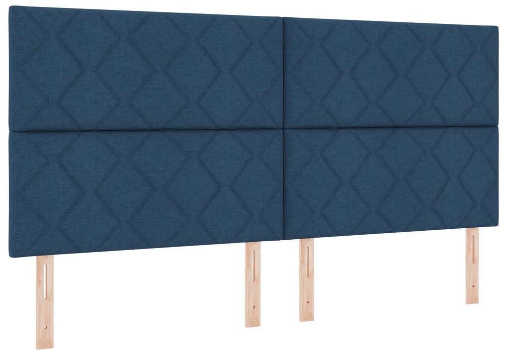 Cabeceira Design de Blocos de Diamante Azul 200 cm Tecido