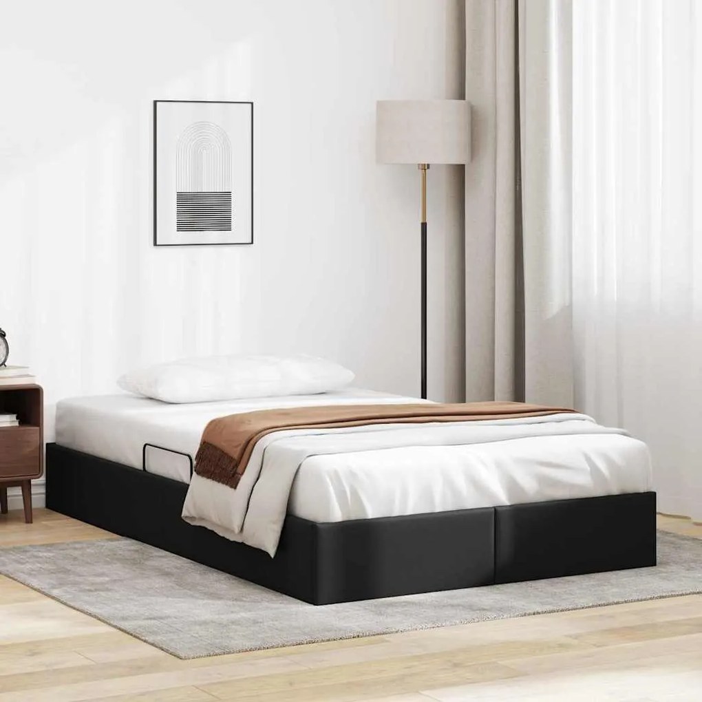 vidaXL Cama com Armazenamento Preto 120 x 200 cm Couro sintético