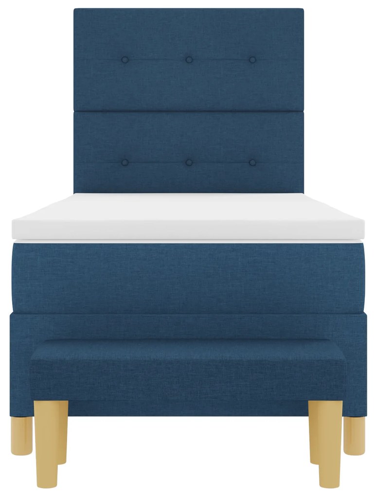 Cama Box com Colchão e Banco vidaXL Azul 90x190 cm Tecido