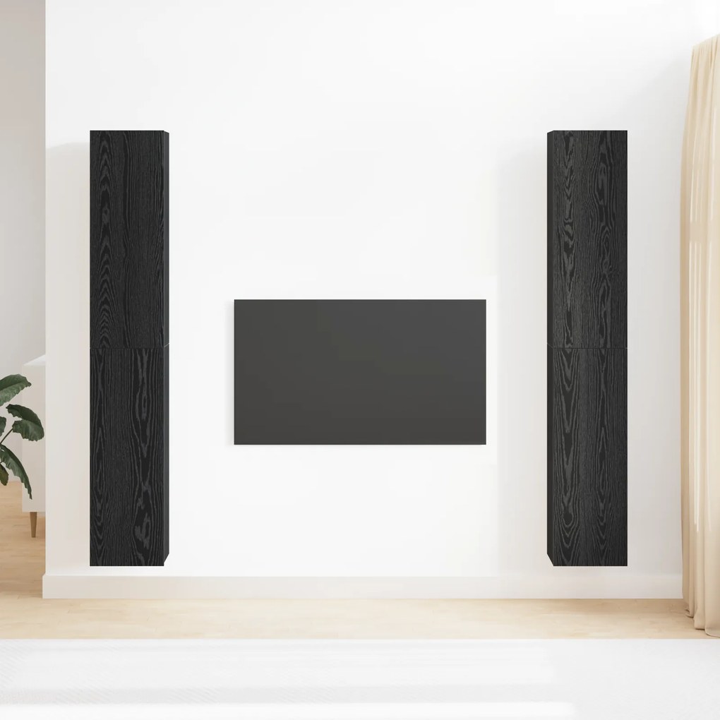 Conjunto de 4 Peças do Armário de TV vidaXL Carvalho Preto 30.5x30x90