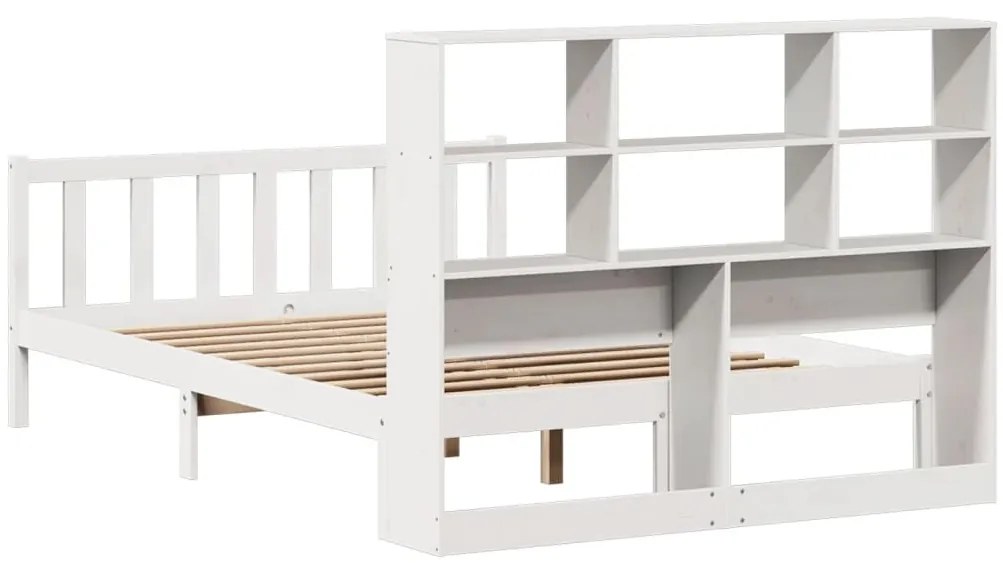 Cama com estante sem colchão 160x200 cm pinho maciço branco