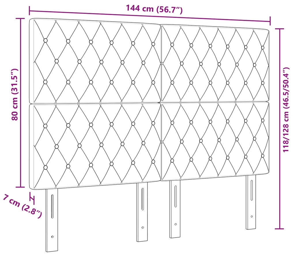 Cabeceira com Botões de Cristal Tufted Cinza Claro 140 cm de Veludo