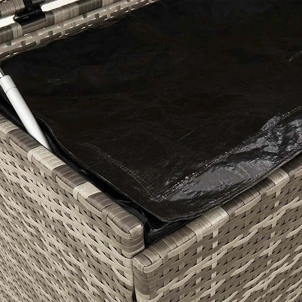 Caixa de arrumação com rodas 110x55x73 cm vime PE cinzento