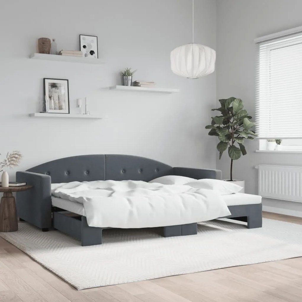 vidaXL Sofá-cama com gavetão 90x190 cm veludo cinzento-escuro