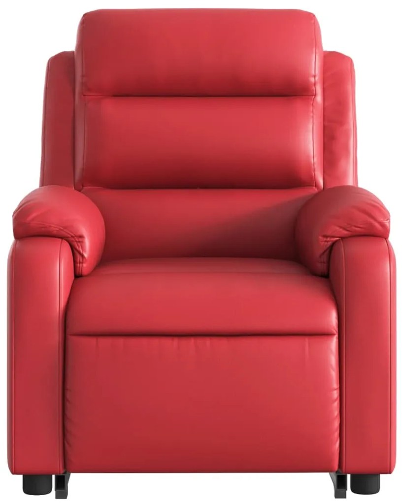 Poltrona reclinável elevatória couro artificial vermelho