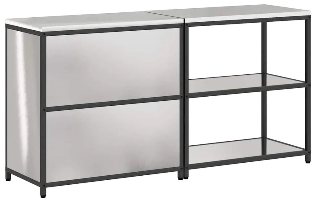 Conjunto de Armazenamento de Cozinha com prateleira 2 pcs Prata