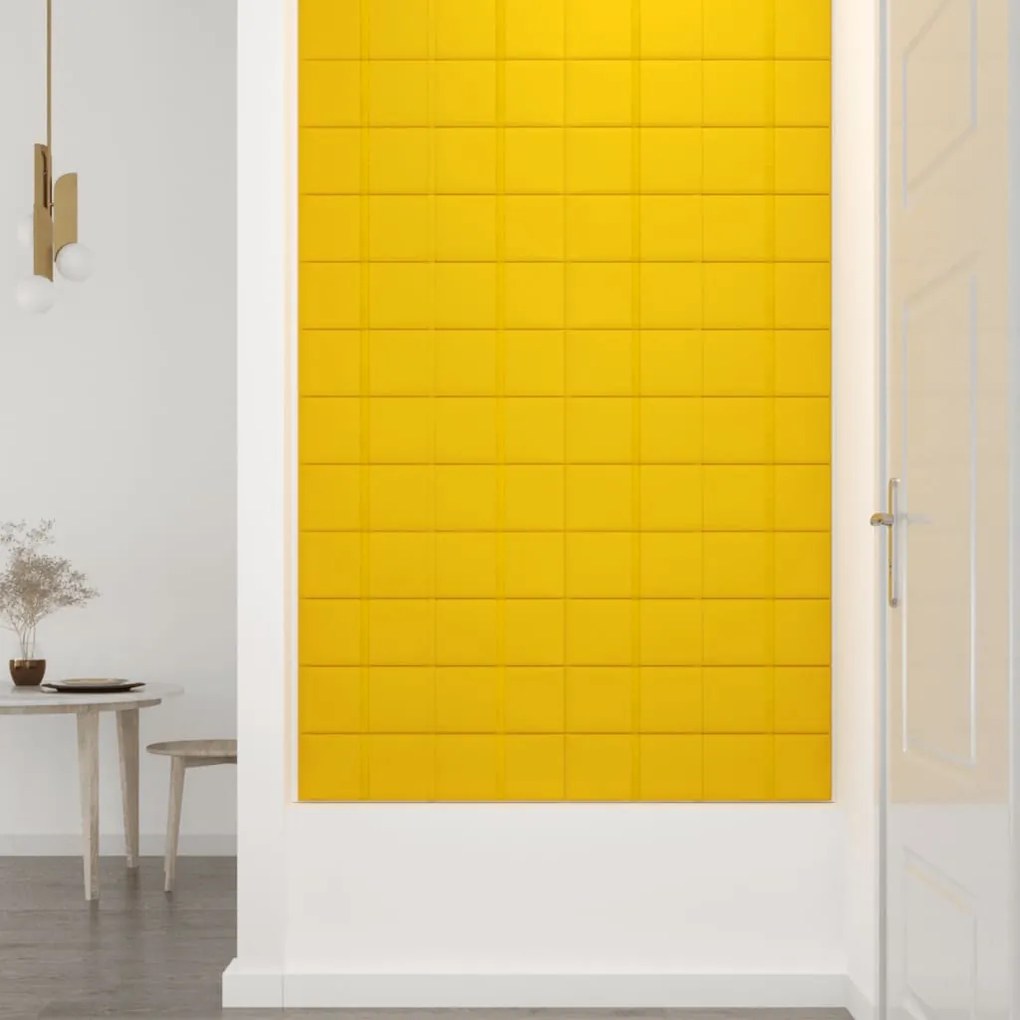 Painel de parede 12 pcs 60x15 cm veludo 1,08 m² amarelo
