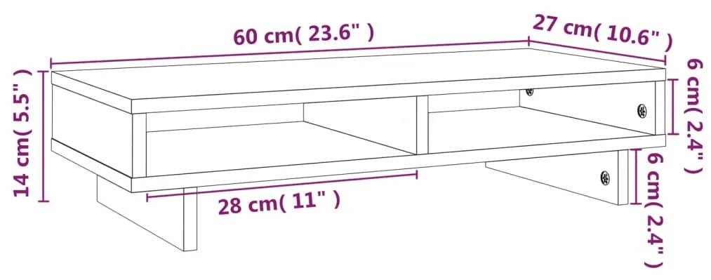 Suporte para monitor 60x27x14 cm madeira de pinho maciça branco