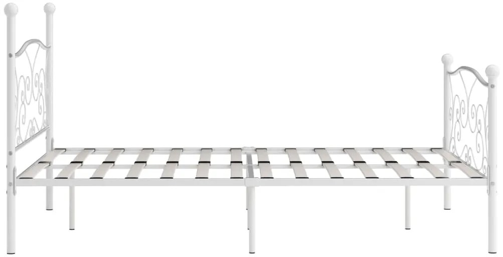 Estrutura de cama com estrado de ripas 160x200 cm metal branco
