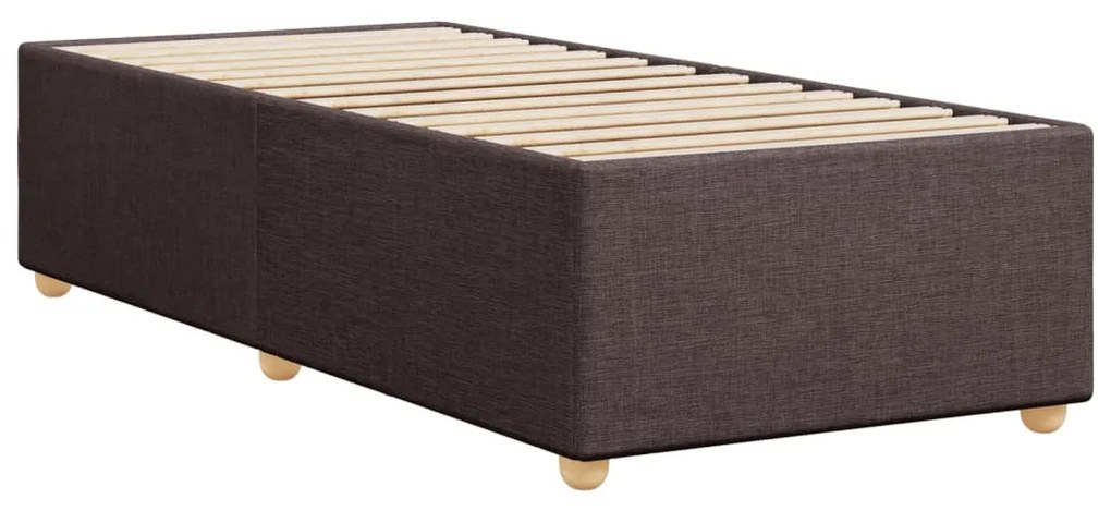 Estrutura de cama sem colchão 90x200 cm tecido castanho-escuro