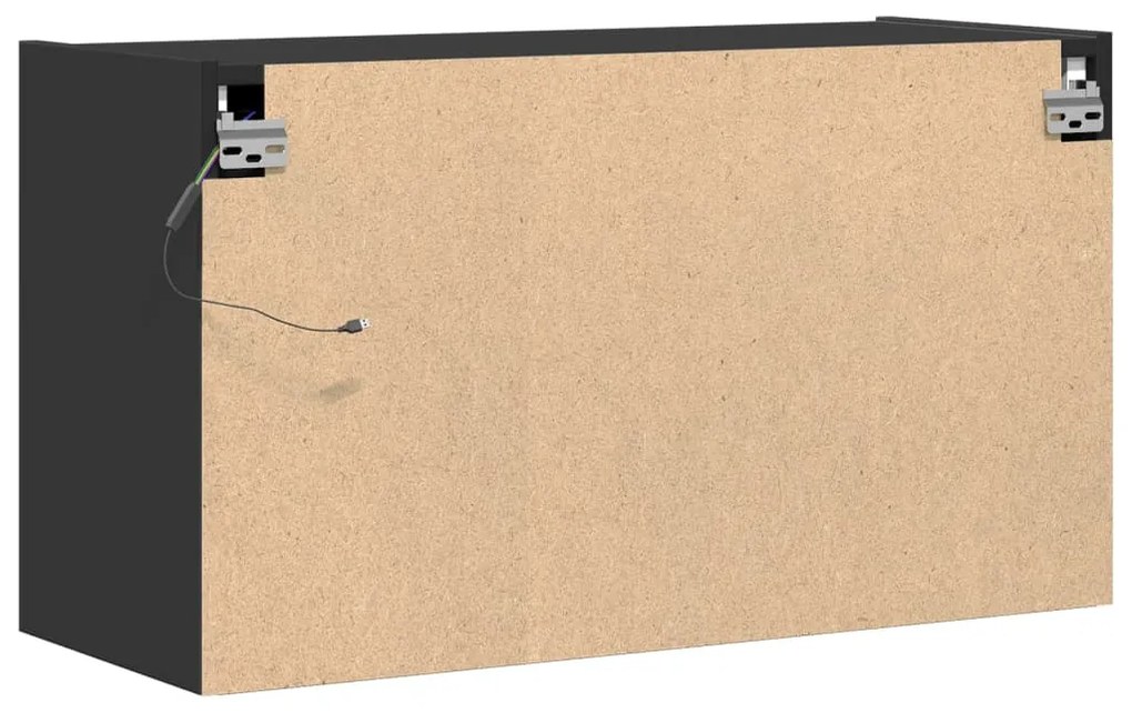 Móvel de parede para TV com luzes LED 80x31x45 cm preto
